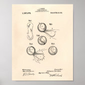 Tennis Ball 1914 Patent Art Old Peper Poster (Voorkant)