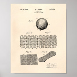 Tennis Ball 1935 Patent Art Old Peper Poster