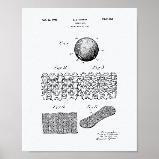 Tennis Ball 1935 Whitepaper over octrooien Poster (Voorkant)