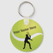Tennis Ball and Male Player Silhouette Sleutelhanger (Achterkant)