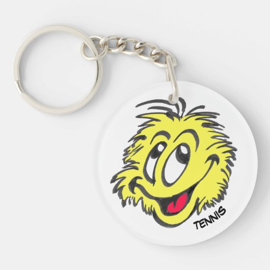 Tennis Ball Cartoon Circle Sleutelhanger (Voorkant)