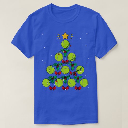 Tennis Ball Christmas Tree Racket Game Sport Nativ T-shirt (Design voorkant)