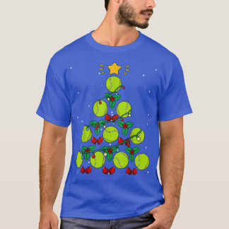 Tennis Ball Christmas Tree Racket Game Sport Nativ T-shirt