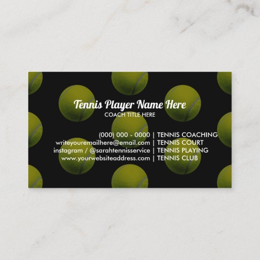 Tennis Ball Coach Black Visitekaartje (Achterkant)
