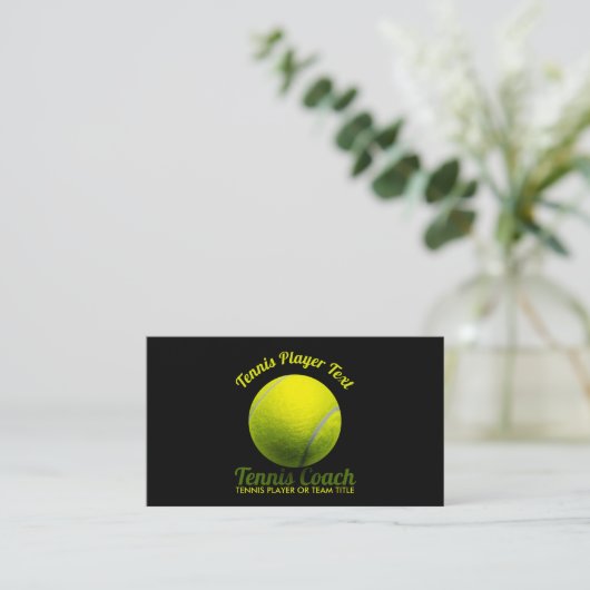 Tennis Ball Coach Black Visitekaartje (Staand voorkant)