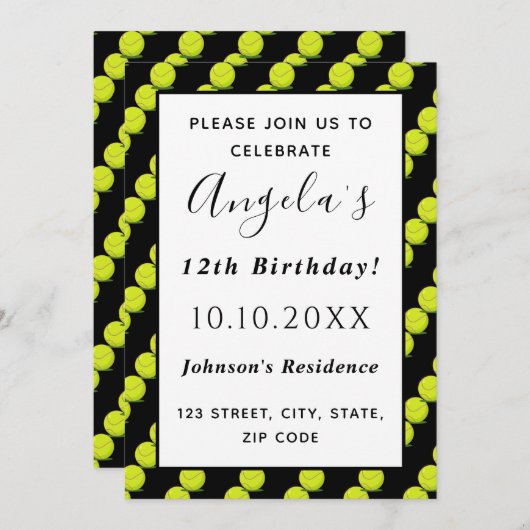 Tennis Ball Cool Pattern Player Coach Black Kaart (Voorkant / Achterkant)