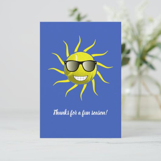 Tennis Ball Cool Sun Face T-Shirt Bedankkaart (Staand voorkant)