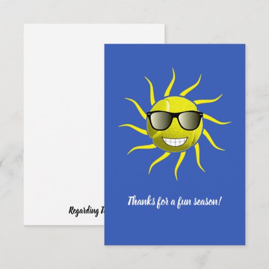 Tennis Ball Cool Sun Face T-Shirt Bedankkaart (Voorkant / Achterkant)