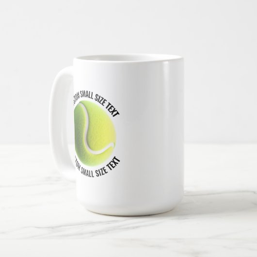 Tennis Ball Custom Personalized Small Text 15 oz. Koffiemok (Voorkant links)