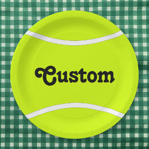 Tennis Ball Custom Text Team Party Paper Borden Papieren Bordje