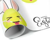 Tennis Ball Cute Kawaii Bunny Happy Pasen Cadeaupapier (Rol Hoek)