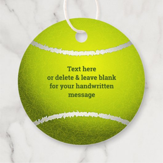 Tennis Ball Design Favor Kaart Bedankjes Labels (Achterkant)