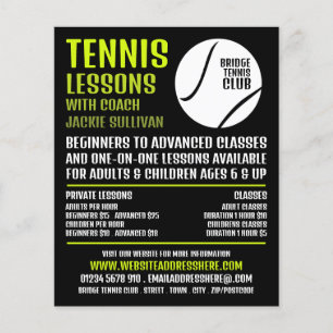 Tennis Ball Design, Tennis Lessen/Classes Advert Flyer
