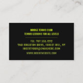 Tennis Ball Design, Tennis Player/Coach/Instructor Visitekaartje (Achterkant)