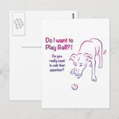 Tennis Ball Dog Briefkaart (Voorkant / Achterkant)