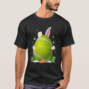 Tennis Ball Egg Bunny Ears Happy Paasdag Mannen Bo T-shirt