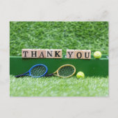 Tennis ball en racket Dank u wel coach of speler Briefkaart (Voorkant)