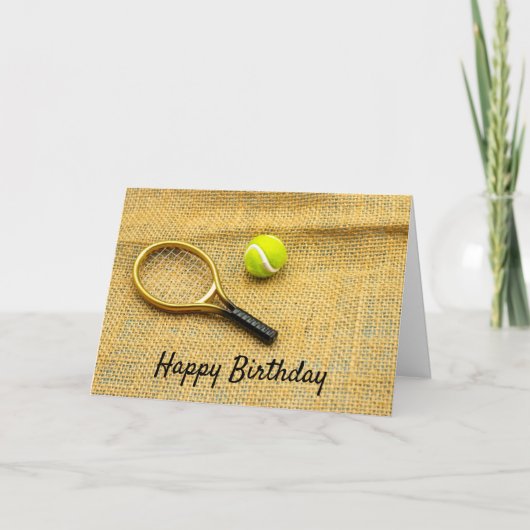 Tennis ball en racket Happy verjaardagskaart Kaart (Voorkant)