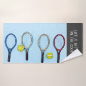 Tennis ball en racket leven is beter voor de recht badhanddoek (Badhanddoek)