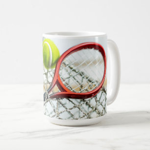 Tennis ball en racket leven is beter voor de recht koffiemok
