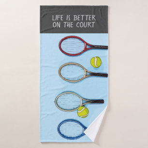 Tennis ball en racket life is beter voor de rechtb badhanddoek