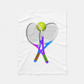 Tennis Ball en Rackets Fleece Deken (Voorkant)