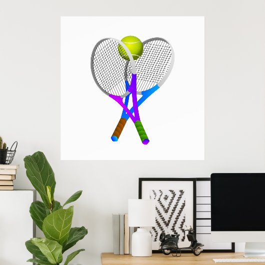 Tennis Ball en Rackets Poster (Thuiskantoor)