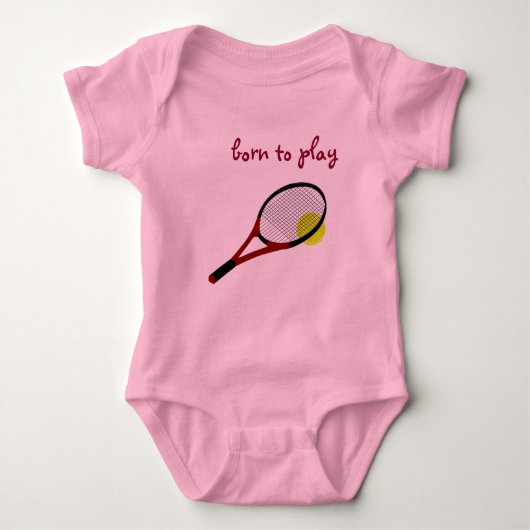 Tennis Ball en Racquet, Trendy Pink Romper (Voorkant)