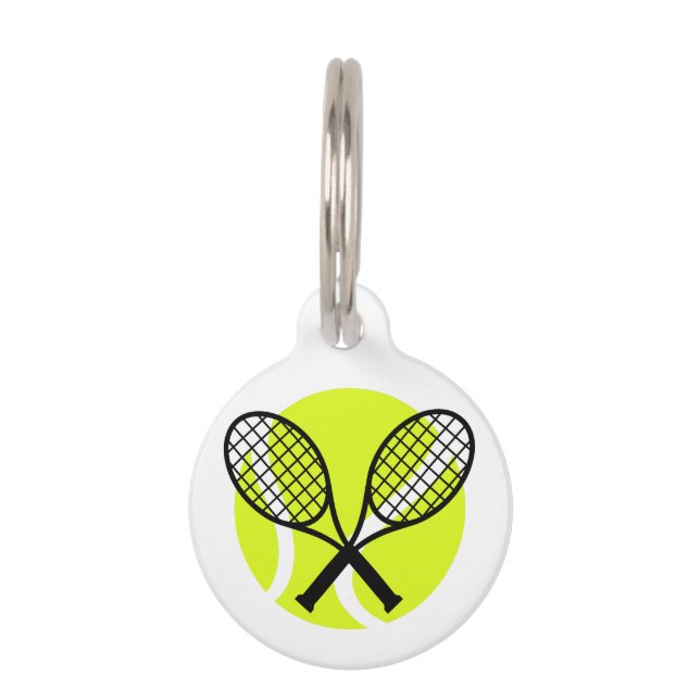 Tennis Ball en Racquets Huisdierpenning (Voorkant)