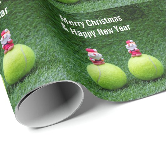 Tennis Ball en Santa Claus voor kerstfeestdag Cadeaupapier (Rol Hoek)