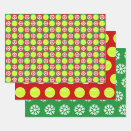 Tennis Ball en Snowflake Red en Green Kerstmis Inpakpapier Vel