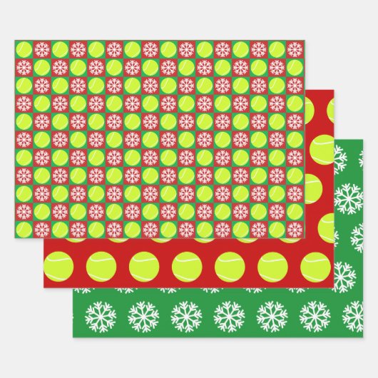 Tennis Ball en Snowflake Red en Green Kerstmis Inpakpapier Vel (Set)