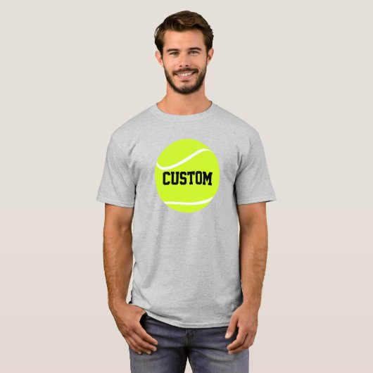 Tennis Ball en Text Mannen Basic White T-shirt (Voorkant volledig)