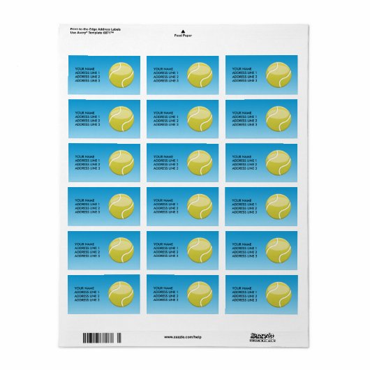 Tennis Ball Etiket (Full Sheet)