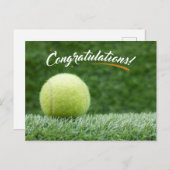 Tennis ball feliciteert groen briefkaart (Voorkant / Achterkant)