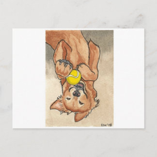 Tennis Ball Fun Golden Retriever Dog Art Briefkaart
