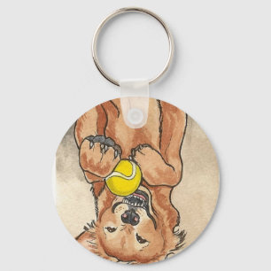 Tennis Ball Fun Golden Retriever Dog Art Sleutelhanger