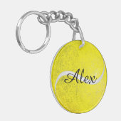 Tennis ball gepersonaliseerde naam sleutelhanger (Voorkant Links)