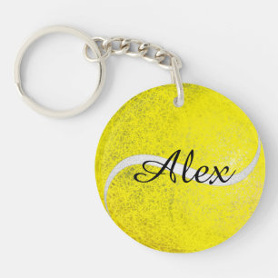 Tennis ball gepersonaliseerde naam sleutelhanger