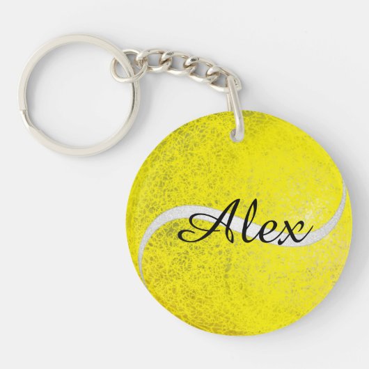 Tennis ball gepersonaliseerde naam sleutelhanger (Voorkant)