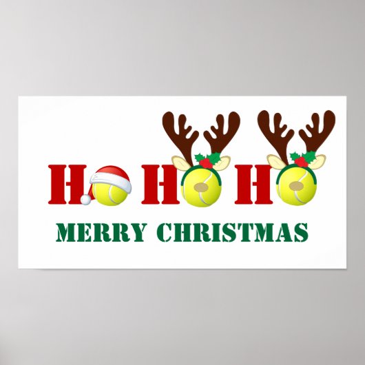 Tennis Ball Ho Ho Merry kerst Green, rood Poster (Voorkant)
