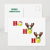 Tennis Ball Ho Ho Santa Reindekerst Briefkaart (Voorkant / Achterkant)