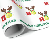 Tennis Ball Ho Ho Santa Reindekerst Cadeaupapier (Rol Hoek)