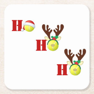 Tennis Ball Ho Ho Santa Reindekerst Kartonnen Onderzetters