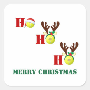 Tennis Ball Ho Ho Santa Reindekerst Vierkante Sticker