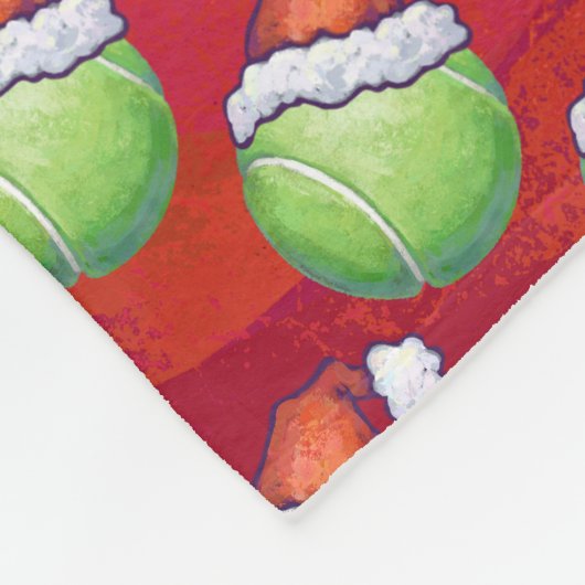 Tennis Ball in Santa Hat Pattern op Red Fleece Deken (Hoek)