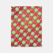 Tennis Ball in Santa Hat Pattern op Red Fleece Deken (Voorkant)
