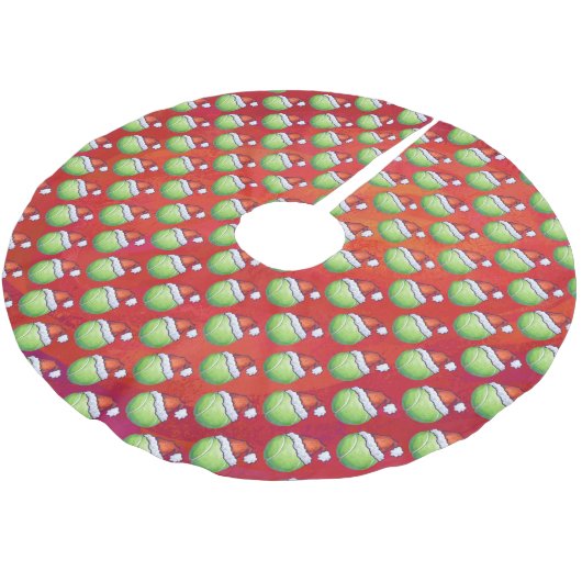 Tennis Ball in Santa Hat Pattern op Red Kerstboom Rok (Gekanteld)