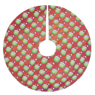 Tennis Ball in Santa Hat Pattern op Red Kerstboom Rok