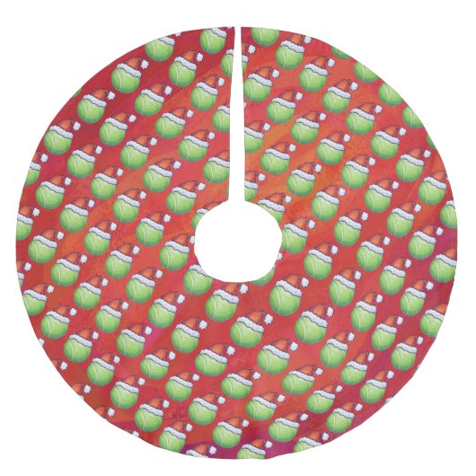 Tennis Ball in Santa Hat Pattern op Red Kerstboom Rok (Voorkant)